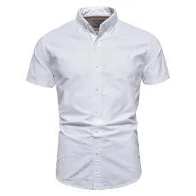 100% Cotton Oxford Shirts for Men Solid Color Turn-down Collar Men's Shirts New Summer Social Shirts Mens Clothing