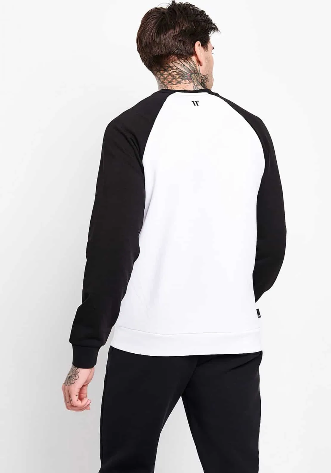 11 Degrees Onyx Crew Neck Sweater, White & Black