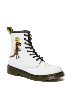 1460 BASQUIAT JUNIOR KID’S WHITE HYDRO LEATHER LACE UP BOOTS