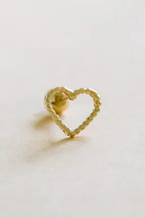 14k Gold Jewelry Dot Open Heart Barbell Ear Stud Piercing