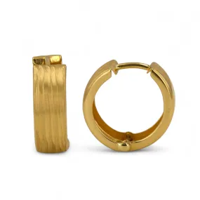 14K Yellow gold texture hoops-227455