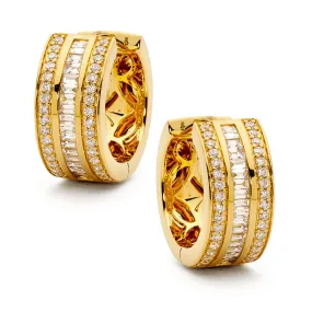 18ct Yellow Gold Diamond Huggie Earrings