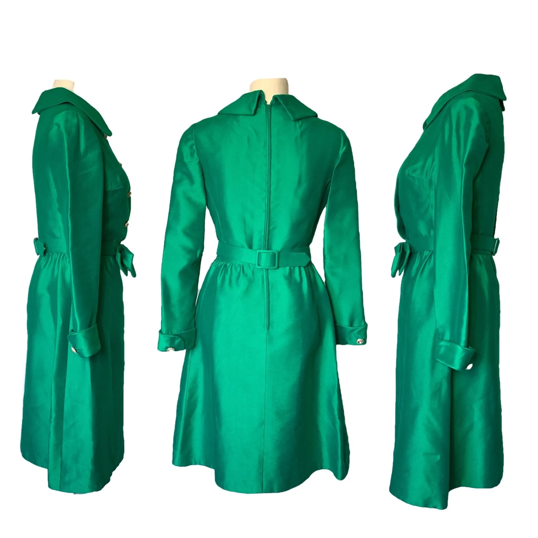 1960s Green A-line Dress by Rona. Perfect Formal Event Attire that is Sustainable Vintage Fashion.