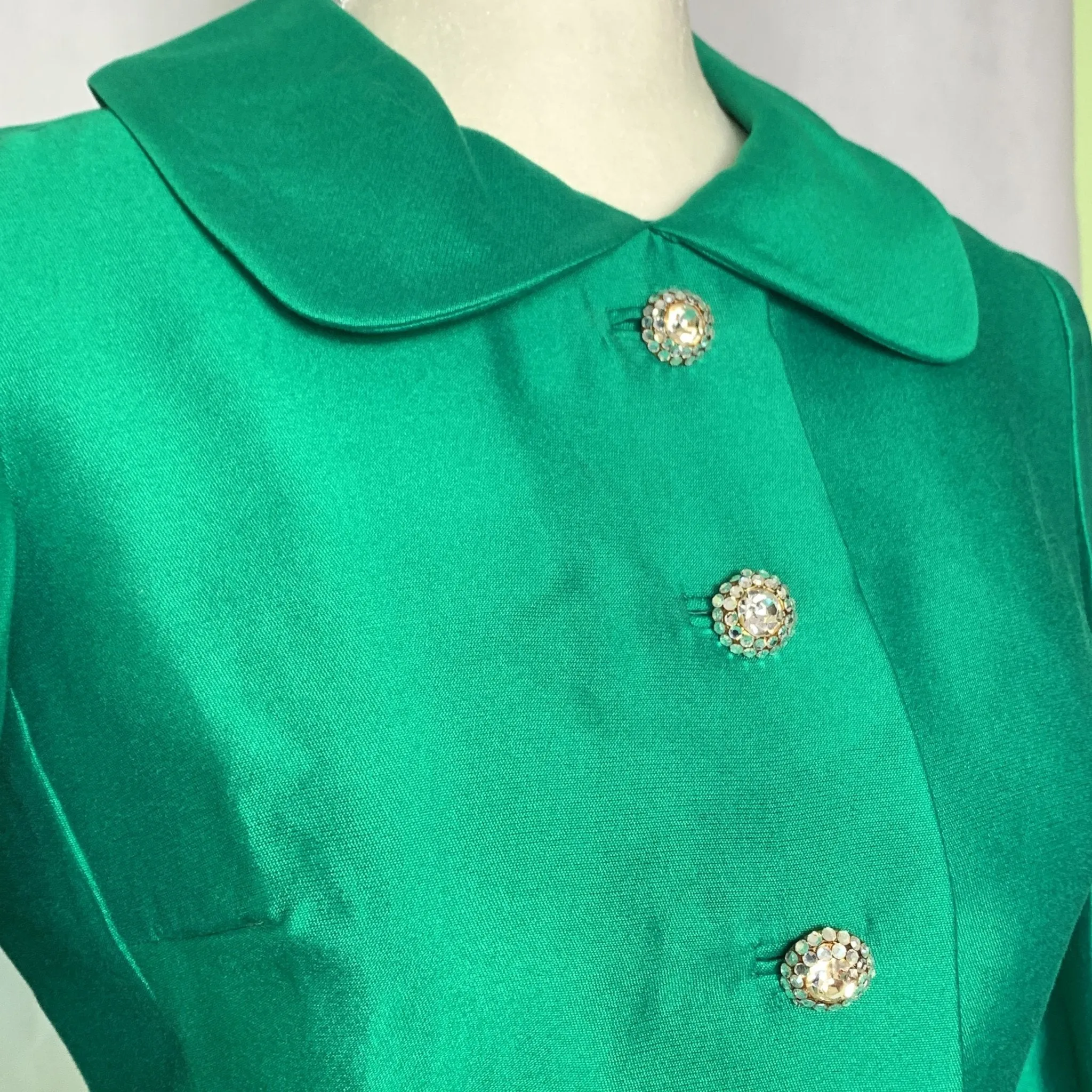 1960s Green A-line Dress by Rona. Perfect Formal Event Attire that is Sustainable Vintage Fashion.