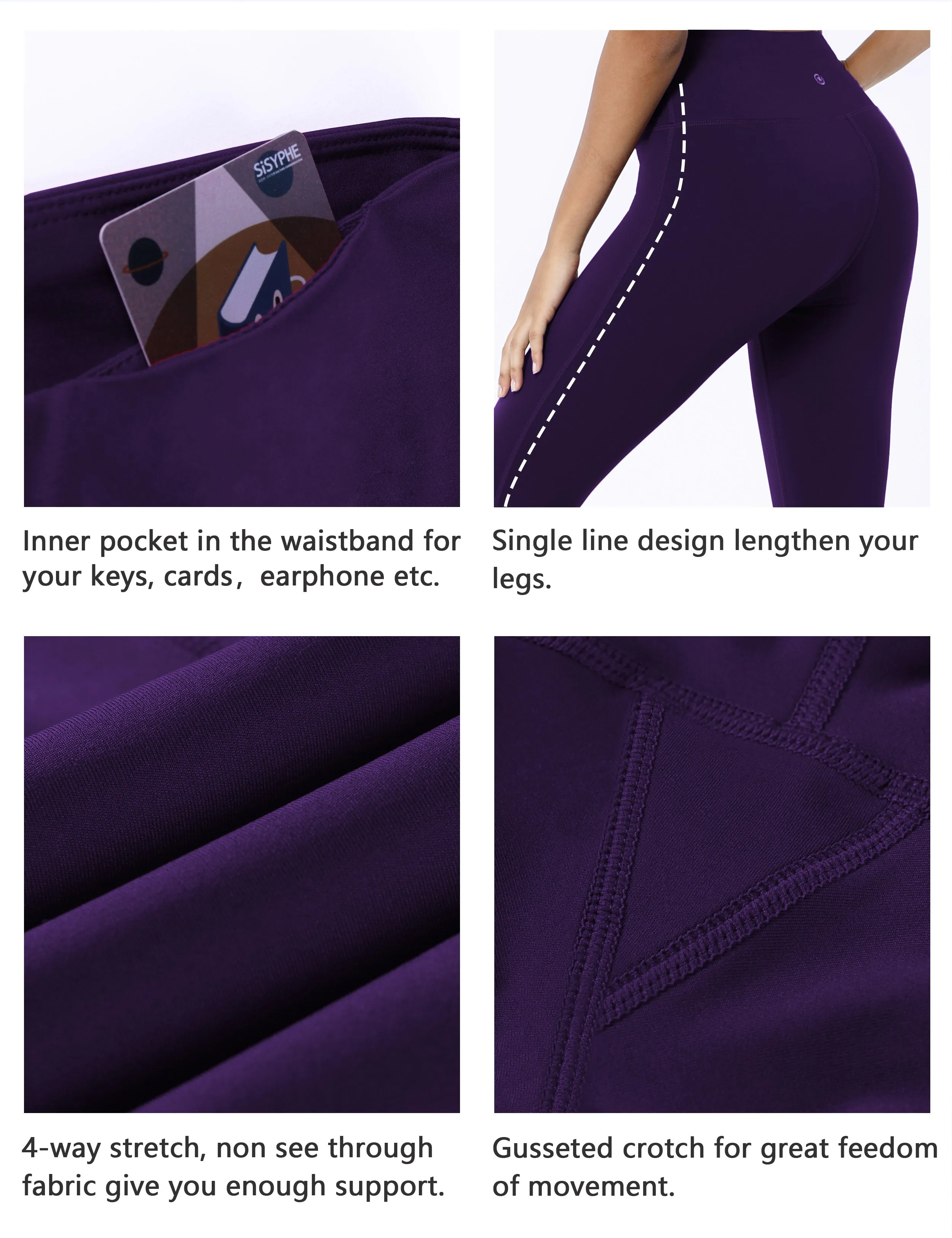 22" High Waist Side Line Capris eggplantpurple