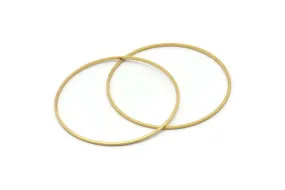 45mm Circle Connectors - 24 Raw Brass Circle Connectors (45x1x1mm) Bs 1084