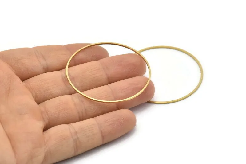 45mm Circle Connectors - 24 Raw Brass Circle Connectors (45x1x1mm) Bs 1084