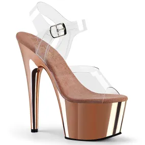 7 Inch Heel ADORE-708 Clear Rose Gold Chrome