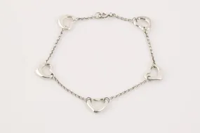 7" Tiffany & Co. 925 Silver Elsa Peretti Open Heart Bracelet (4.31g.)