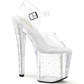 8 Inch Heel ENCHANT-708RS-01 Clear Rhinestone