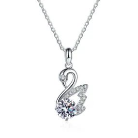 925 Silver Swan Moissanite Necklace