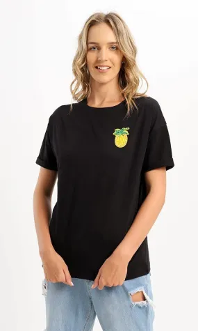 94962 Shiny Pineapple Black Short Sleeves Tee