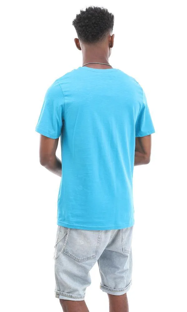 95178 Turquoise T-Shirt With A Roaring Tiger Frontal Print