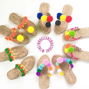 Abaca Pompom Slippers