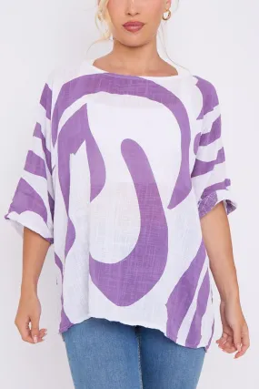 Abstract Print Cotton Top