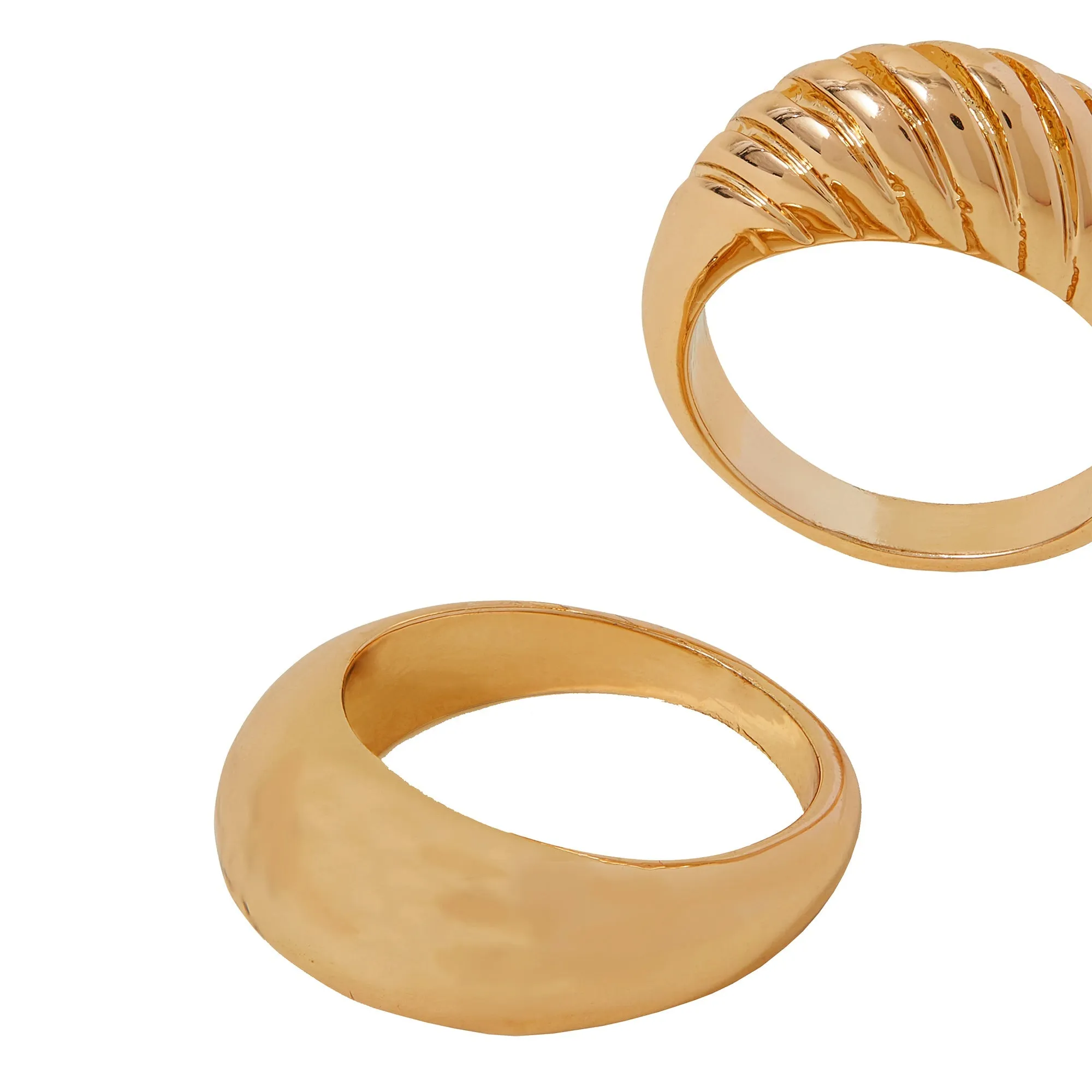 Accessorize London Women's  Gold Chunky Croissant Rings Set Of Two-Medium