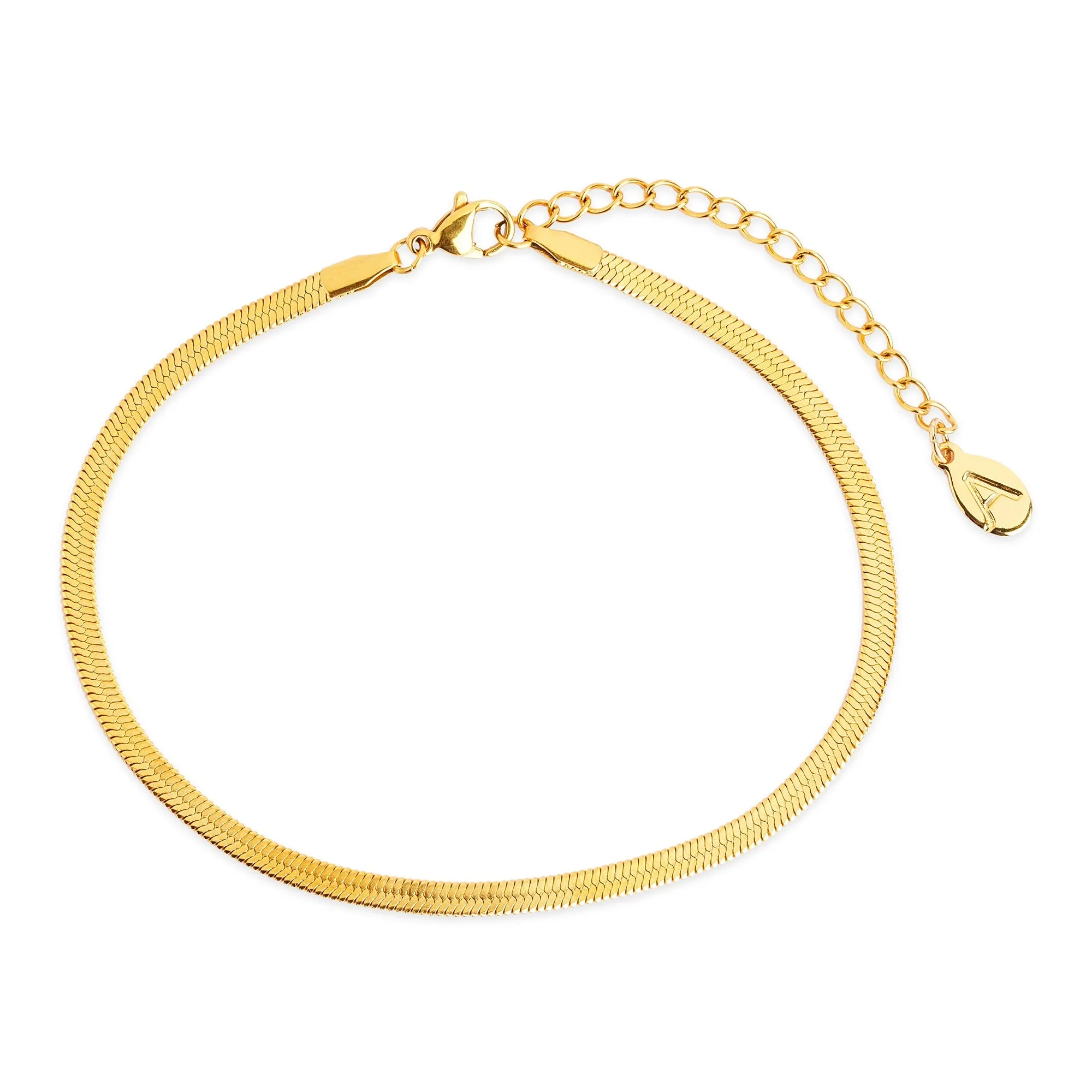 Accessorize London Women's Gold  Stainless Steel Snake Chain Anklet