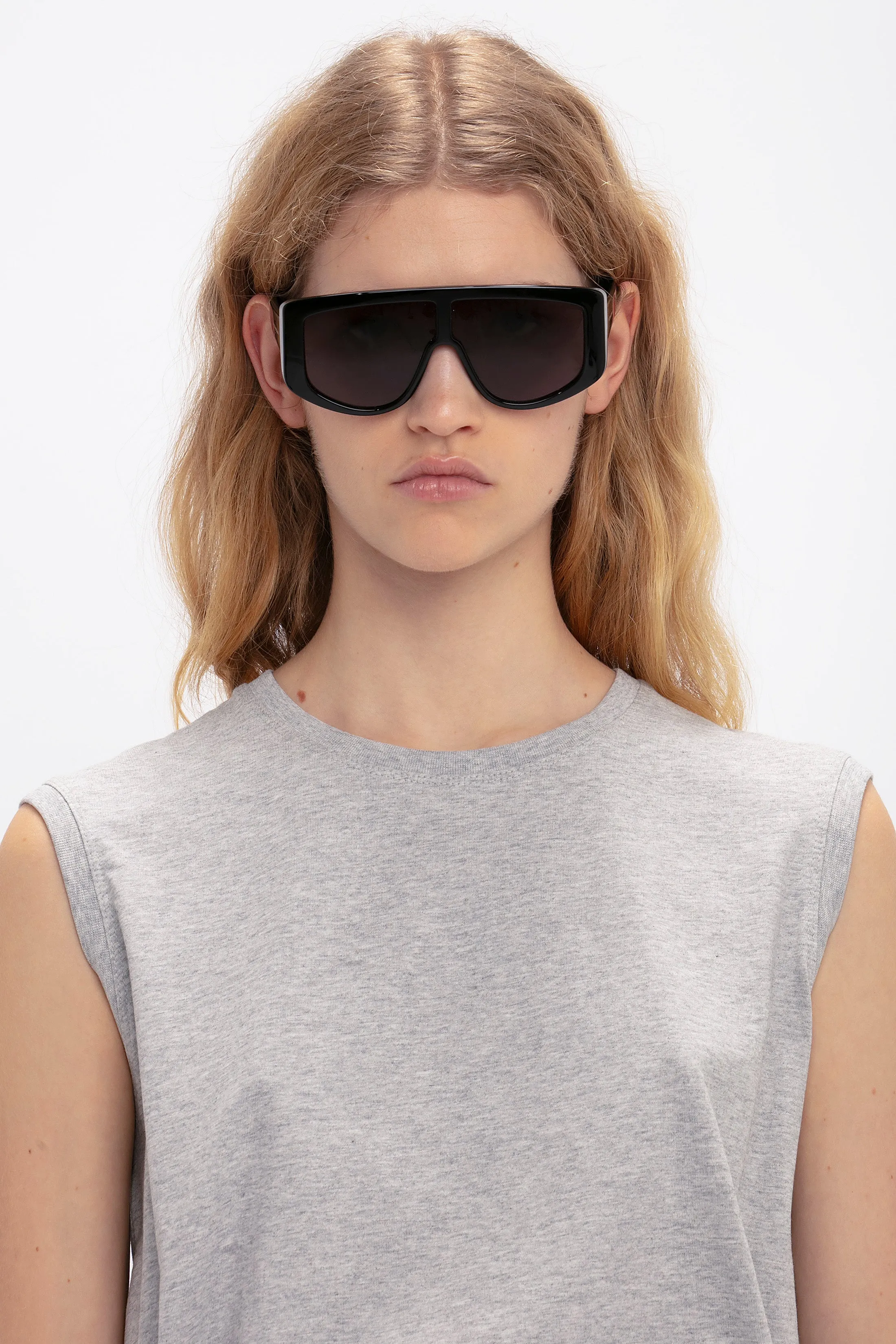 Acetate Visor Sunglasses In Black