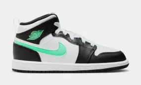 Air Jordan 1 Mid Preschool Lifestyle Shoes (White/Green Glow/Black)