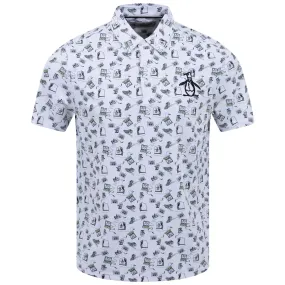 All Over Retro Arcade Print Polo Bright White - SS23