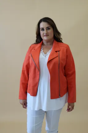 Amber Suede Biker Jacket in Orange