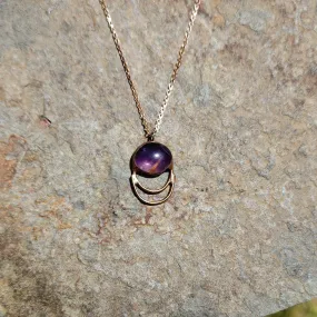 Amethyst Copper Patina Rose Gold Necklace