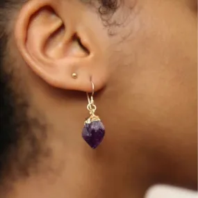 Amethyst Crystal Earrings dipped in Gold