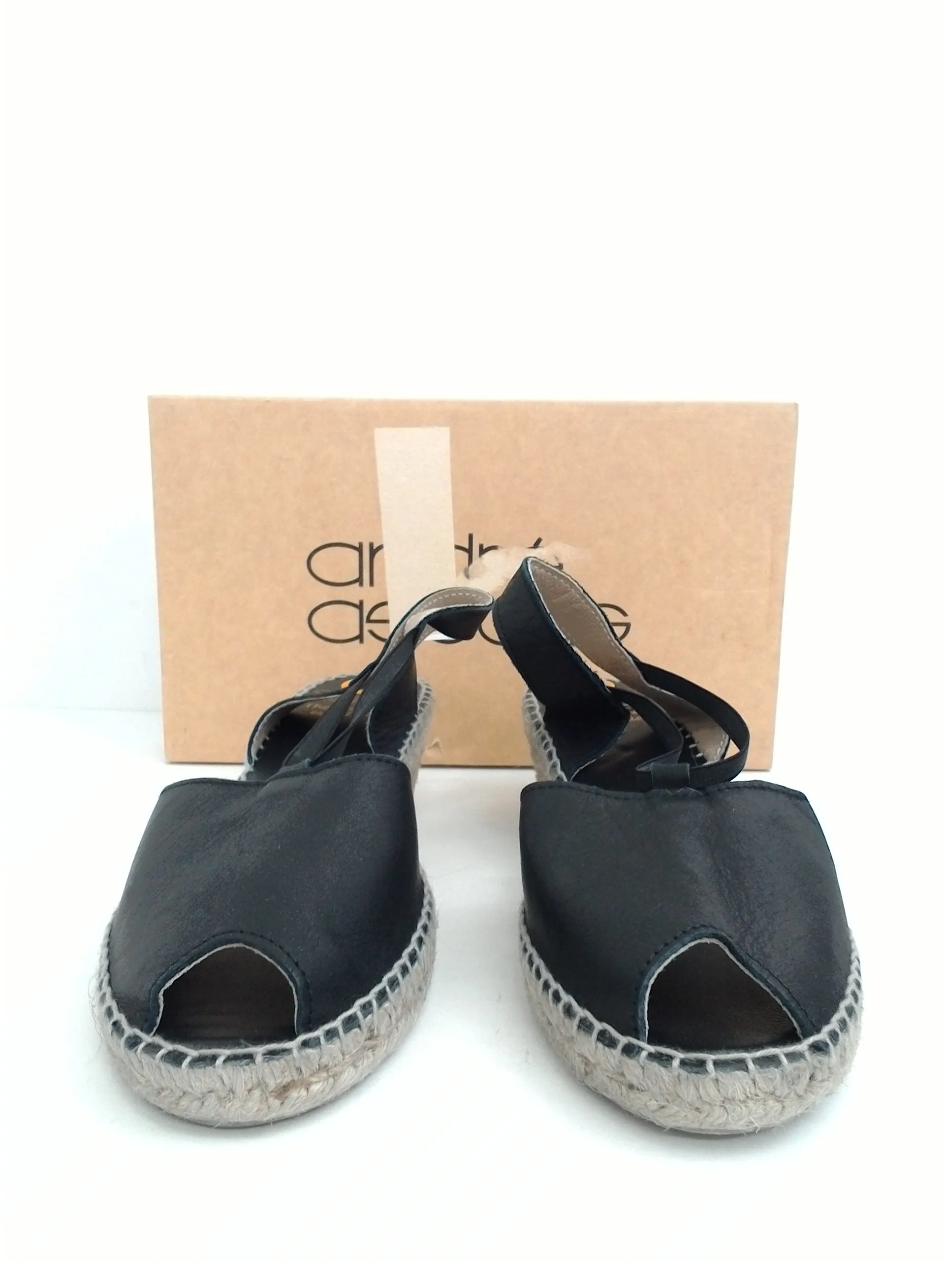 Andre Assous Women's Black Daity Wedge Espadrille Sandal Size 10 M