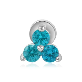 Aquamarine Trinity Cluster Flat Back Earring