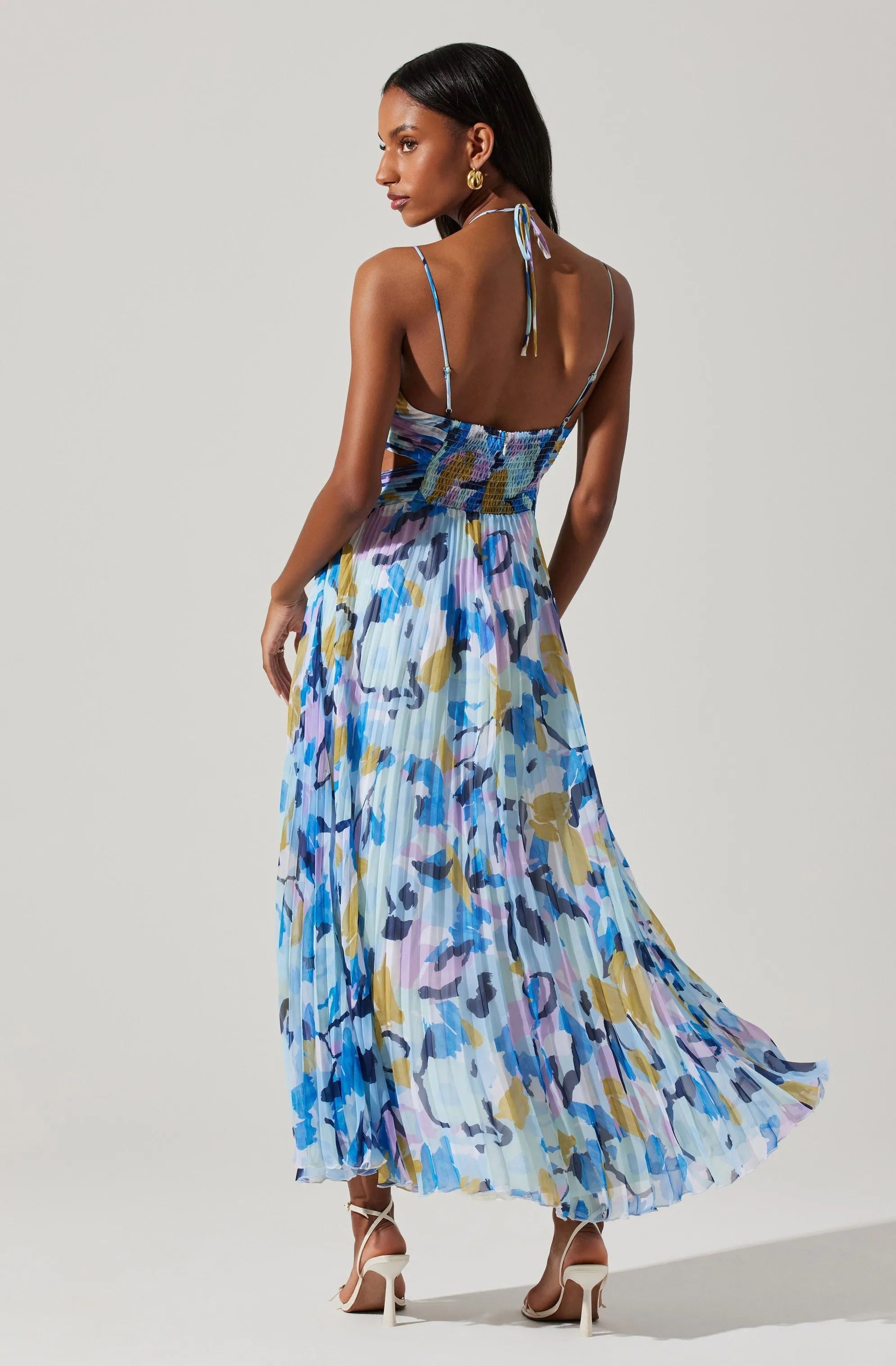 Aquata Floral Pleated Maxi Dress