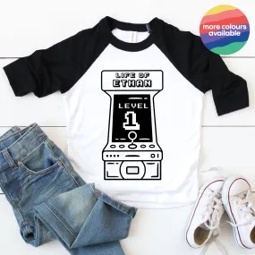 Arcade Birthday Kids Raglan Baseball Top