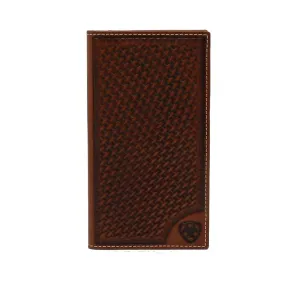 Ariat Men's Basketweave Leather Logo Rodeo Wallet