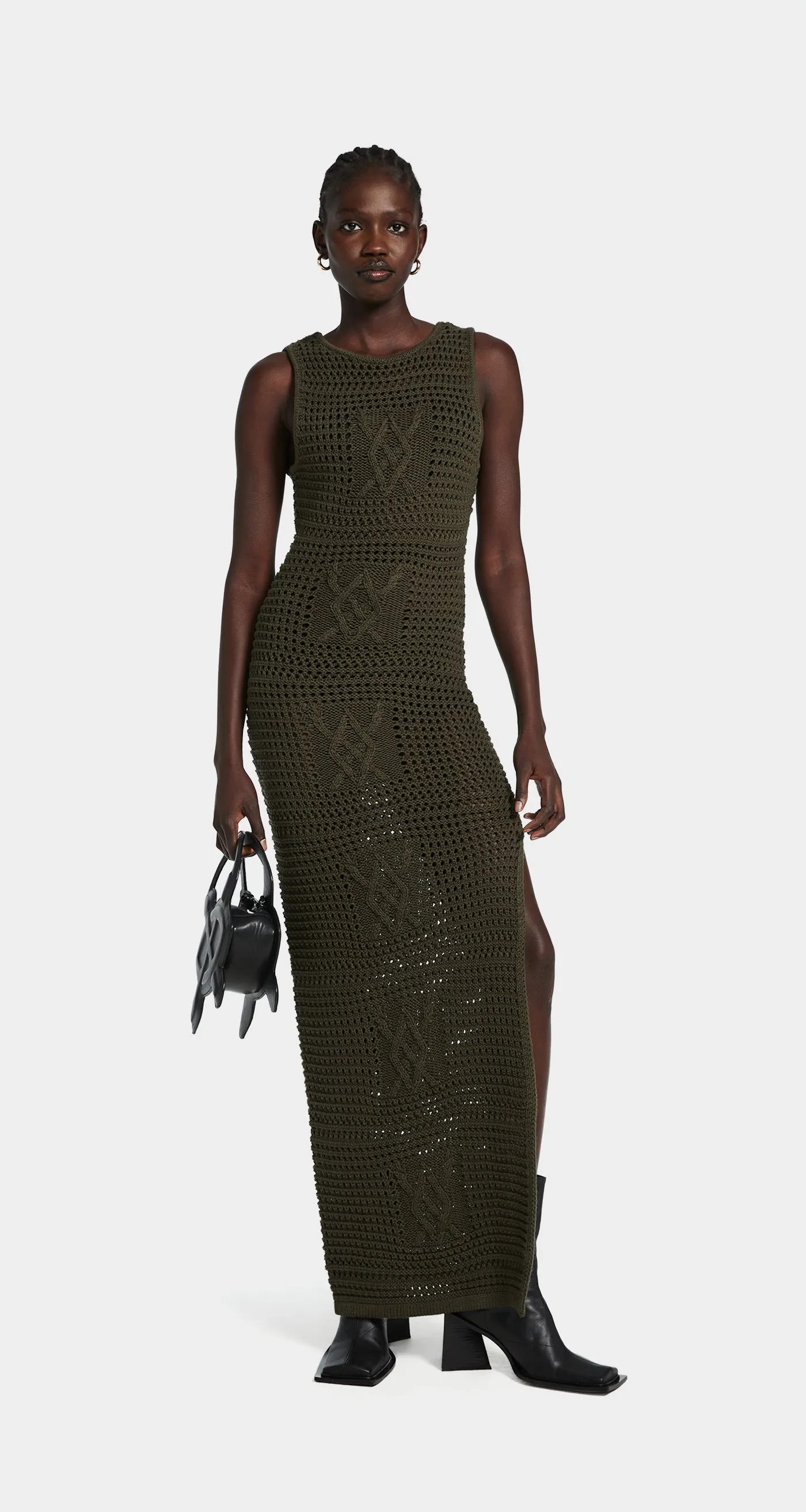 Army Green Izara Crochet Dress