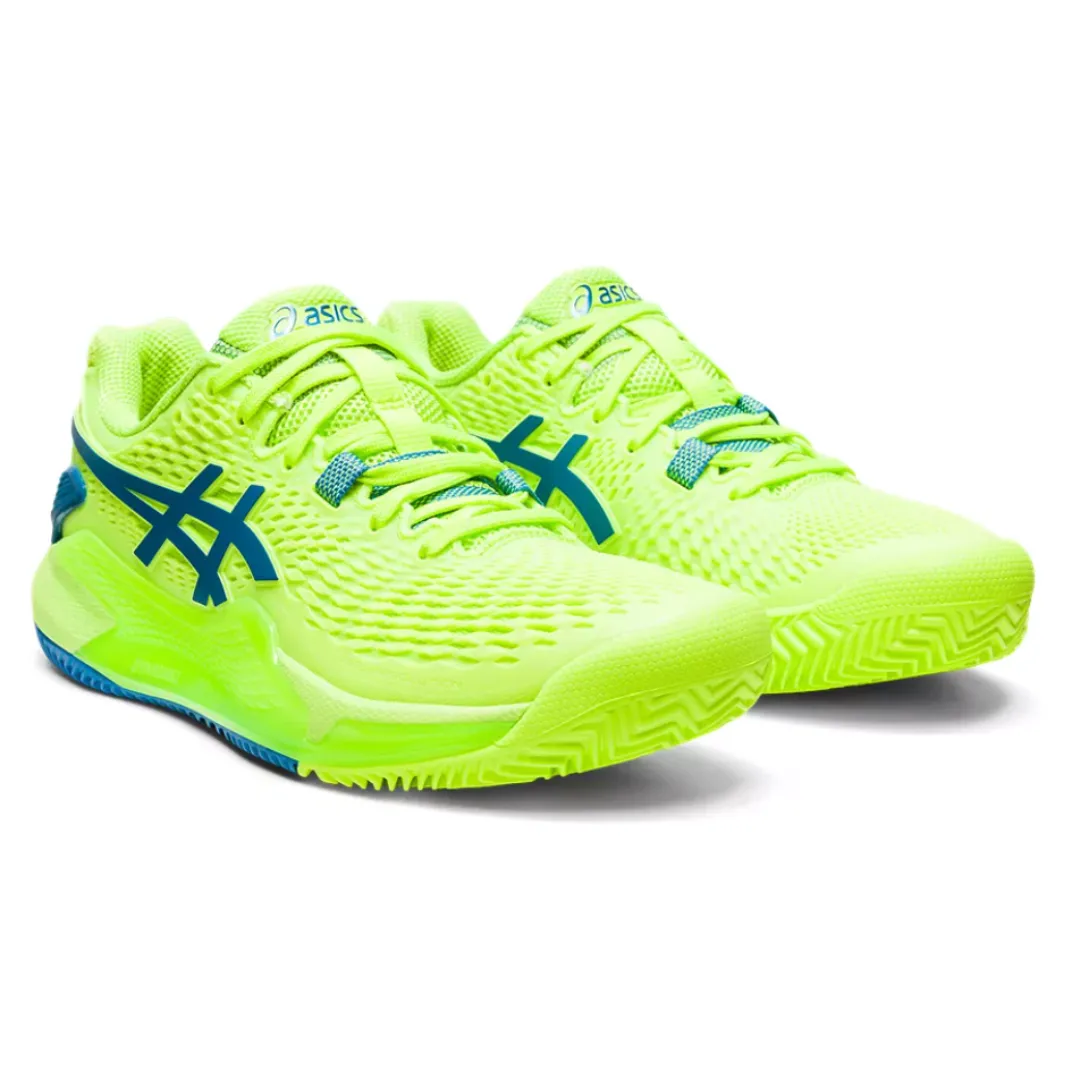 Asics Gel Resolution 9 Clay Women Tennis Shoes - Hazard Green/Reborn Blue