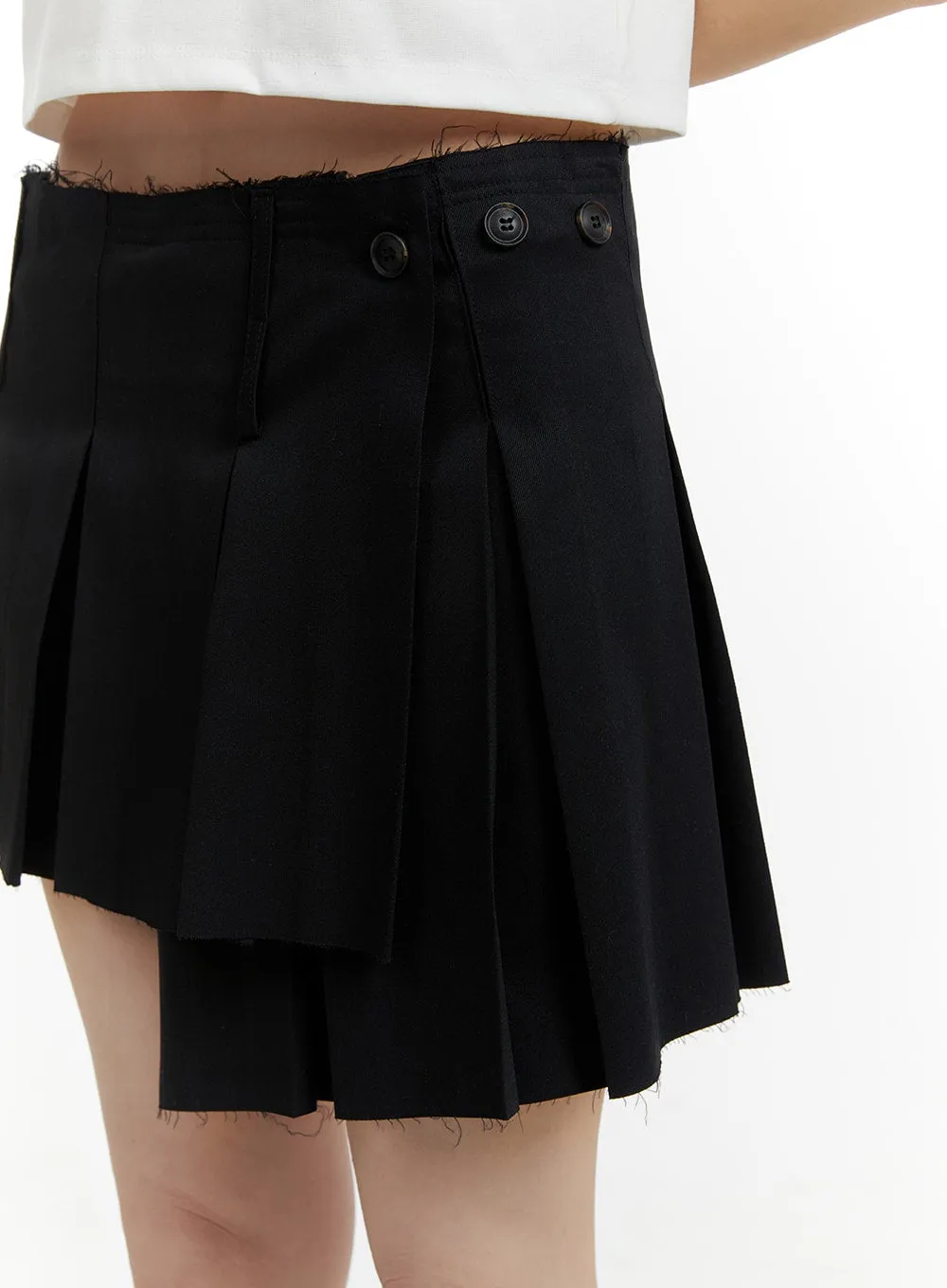 Asymmetrical Wrap Pleated Mini Skirt CM429