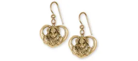 Australian Shepherd Jewelry 14k Yellow Gold Handmade Australian Shepherd Earrings  ASH1-EG