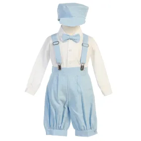 Baby Boys Light Blue Suspenders Short Pants Hat Easter Outfit Set 3-24M