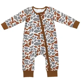 Baby Romper - Boys - Zip - Camo Brown Western Unisex