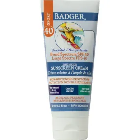 Badger SPF 40 Clear Zinc Sport Sunscreen