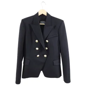 Balmain Black Blazer with Gold Lion Head Buttons - FR40 / 8