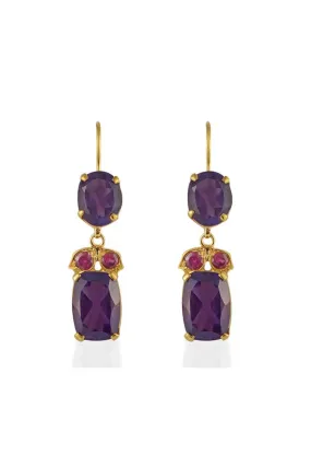 BATHSHEBA AMETHYST RUBY DROP EARRINGS