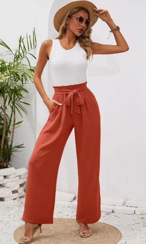 Bianca High Waisted Pants | Terracotta