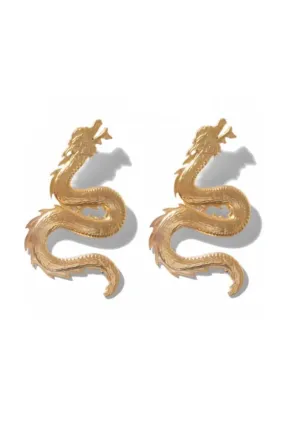 BIG DRAGON GOLD-PLATED EARRINGS