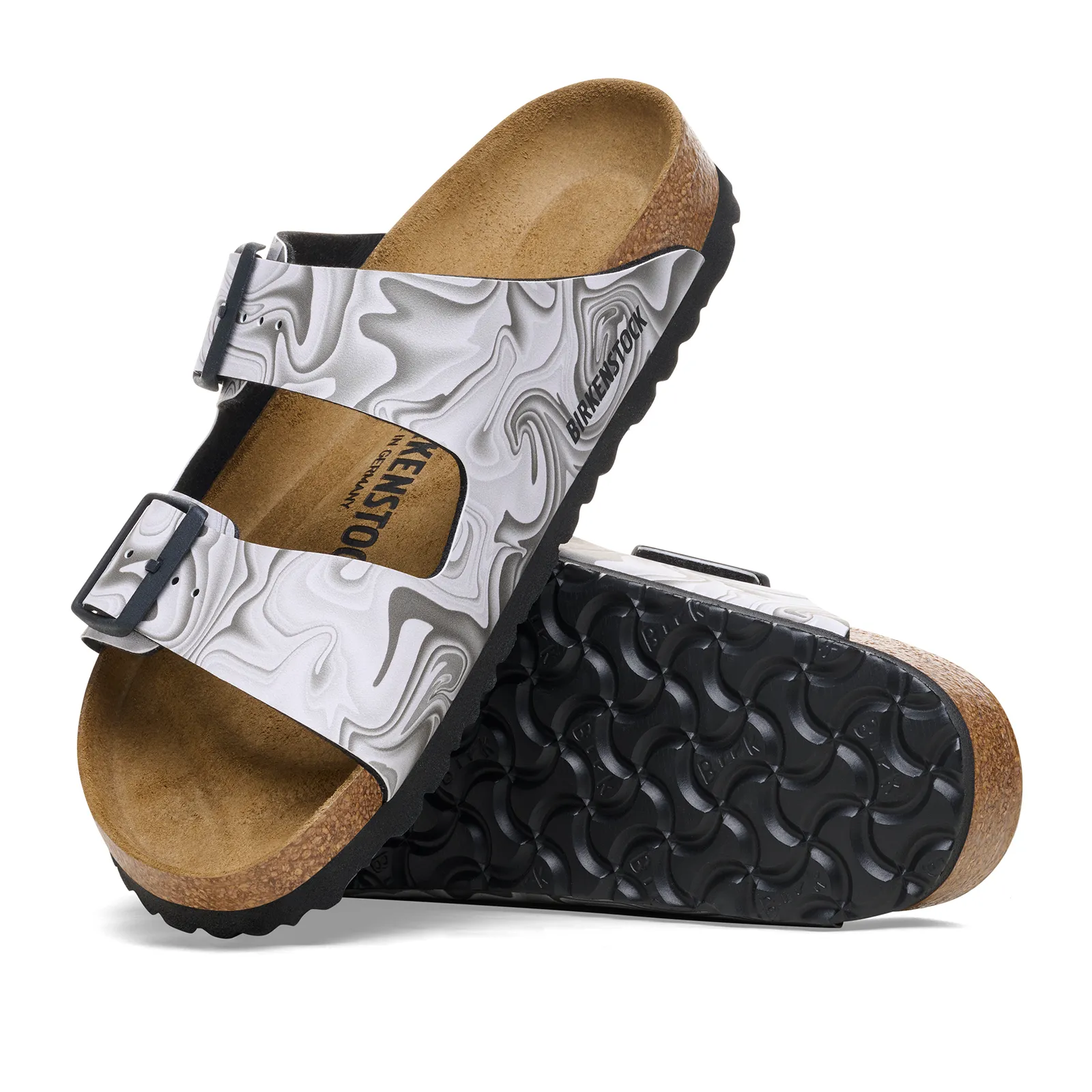 Birkenstock Arizona Birko-Flor Narrow Slide Sandal (Women) - Marble Black