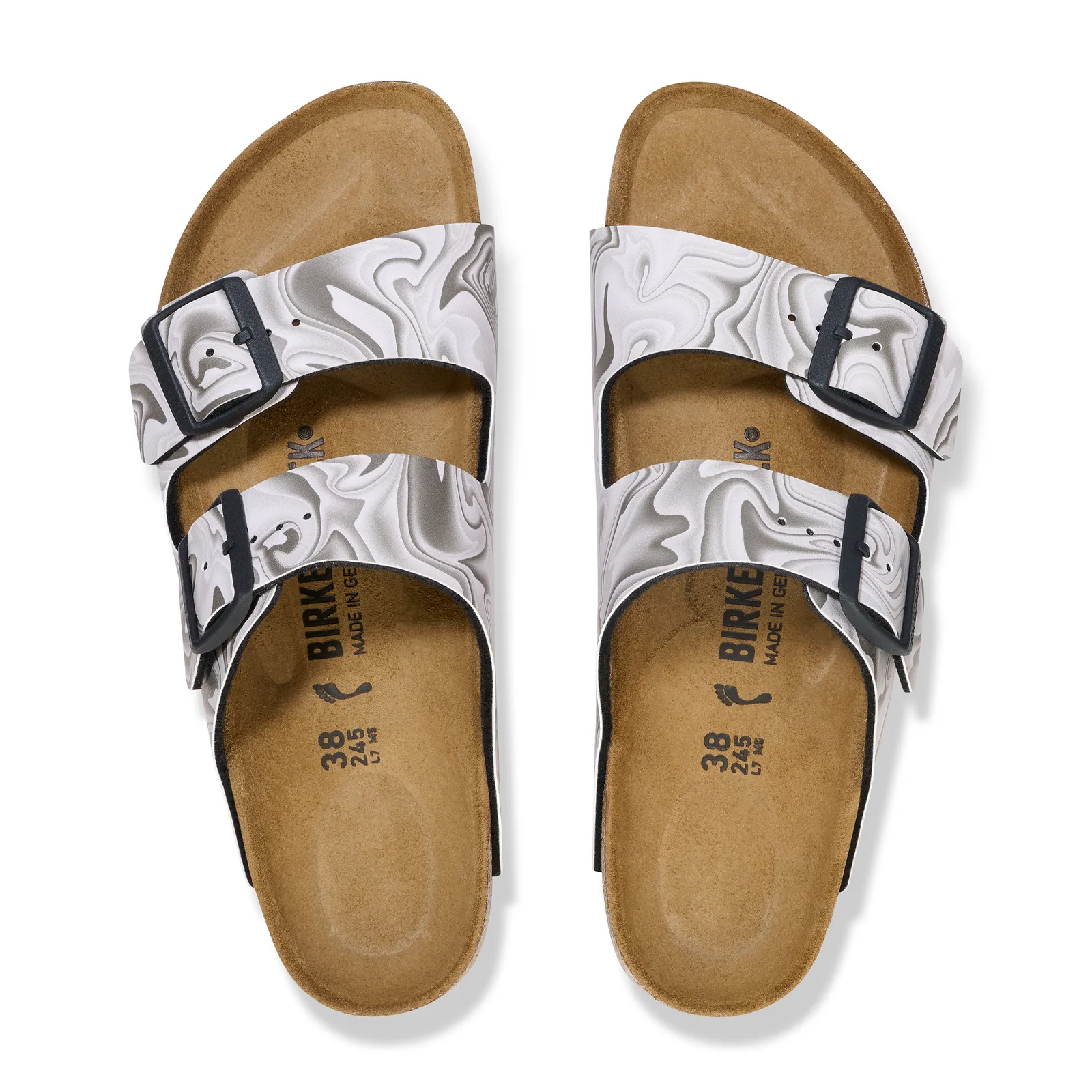 Birkenstock Arizona Birko-Flor Narrow Slide Sandal (Women) - Marble Black