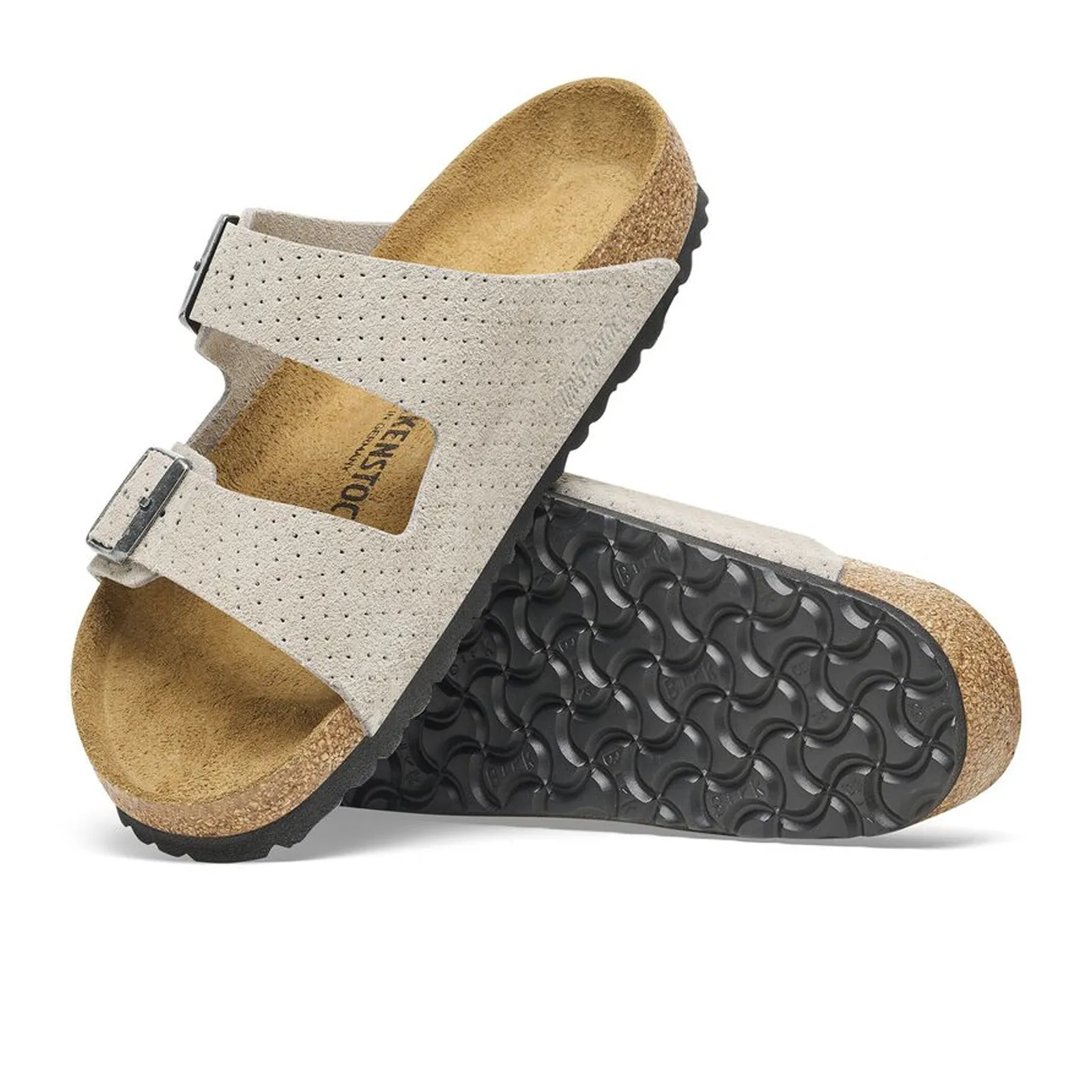 Birkenstock Arizona Narrow Slide Sandal (Women) - Dotted Stone Coin Suede