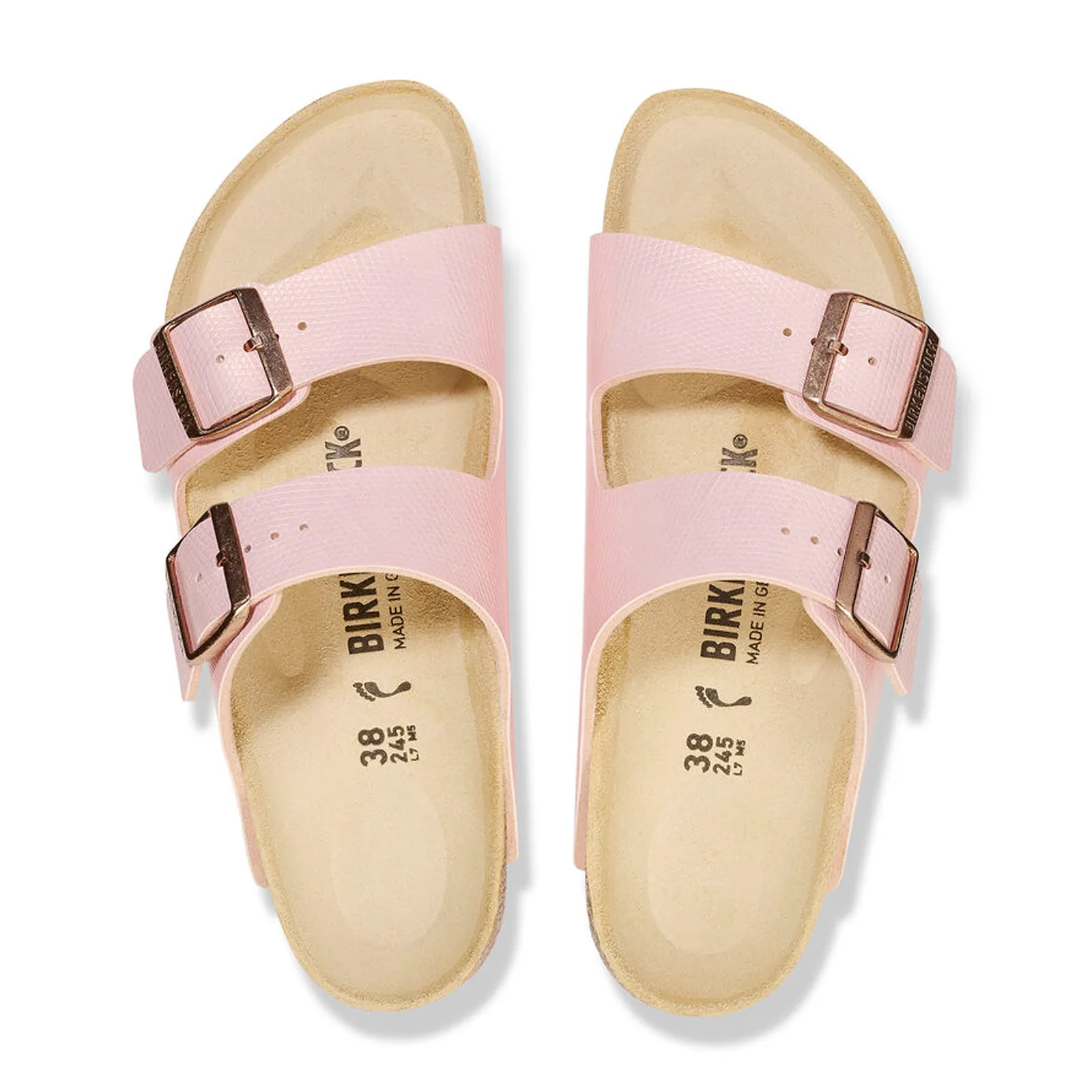 Birkenstock Arizona Sandal (Women) - Embossed Lizard Light Rose Birko-Flor