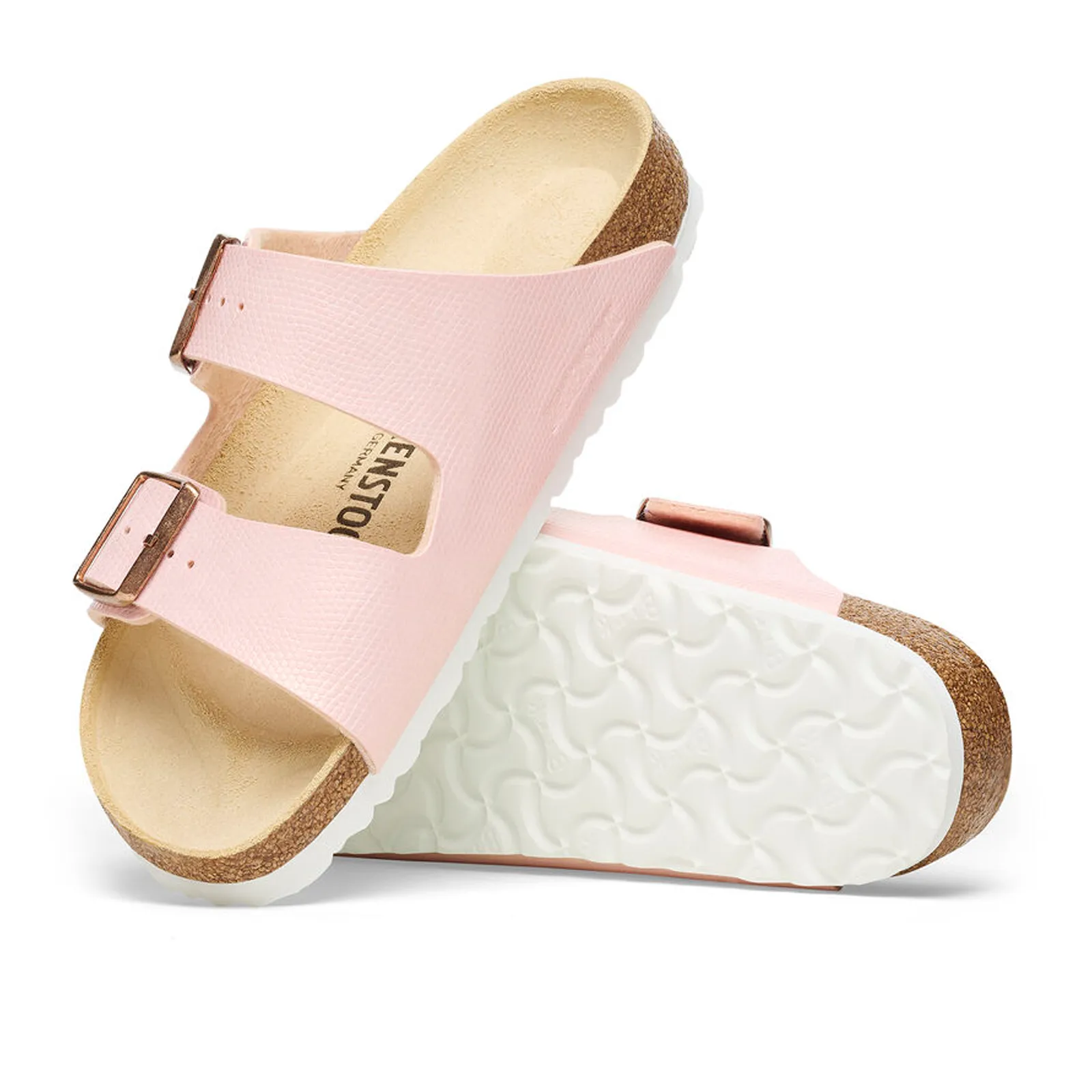 Birkenstock Arizona Sandal (Women) - Embossed Lizard Light Rose Birko-Flor