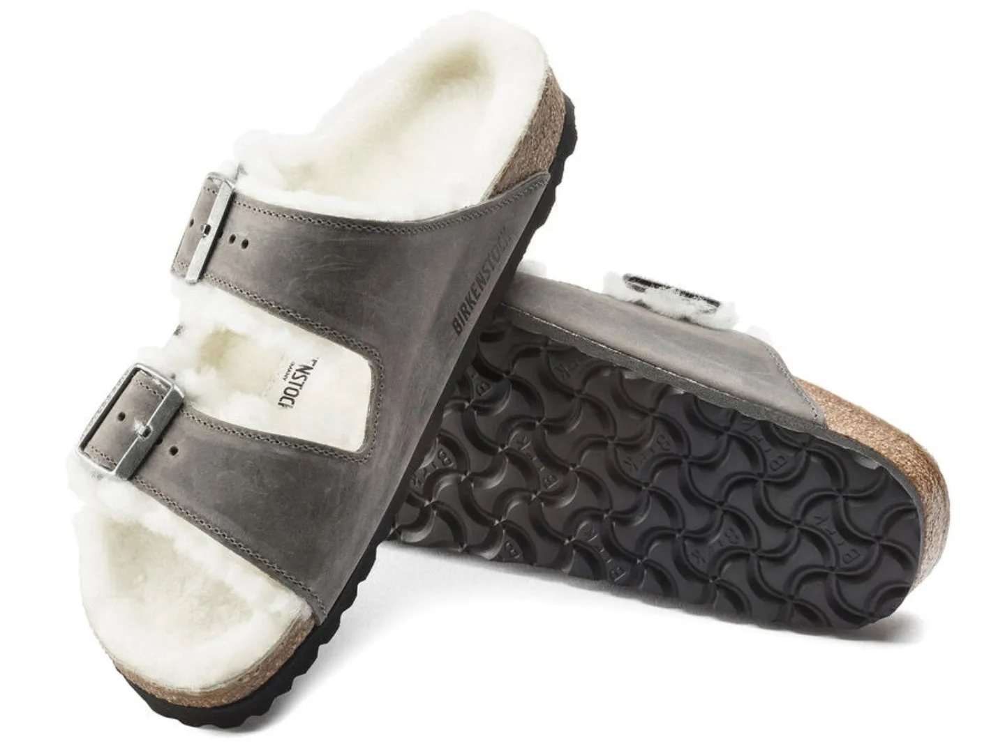 Birkenstock: Arizona Shearling in Iron