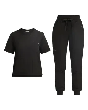 Black Crewneck and Scrub Jogger Set